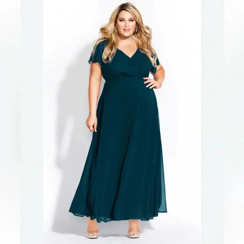 City Chic Sweet Wishes Maxi Dress - Emerald size S/16